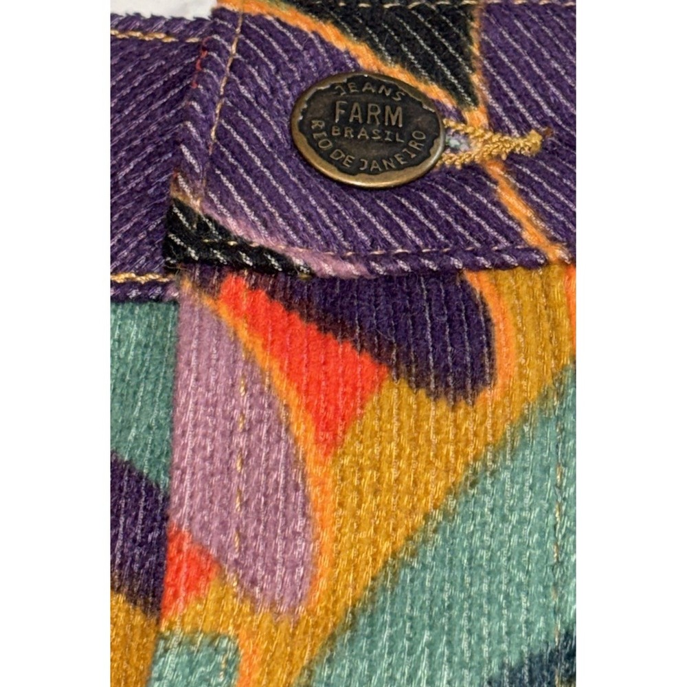 Farm Rio Kiki Multi Color Corduroy Button Up Mini Skirt Size Large - Picture 8 of 8